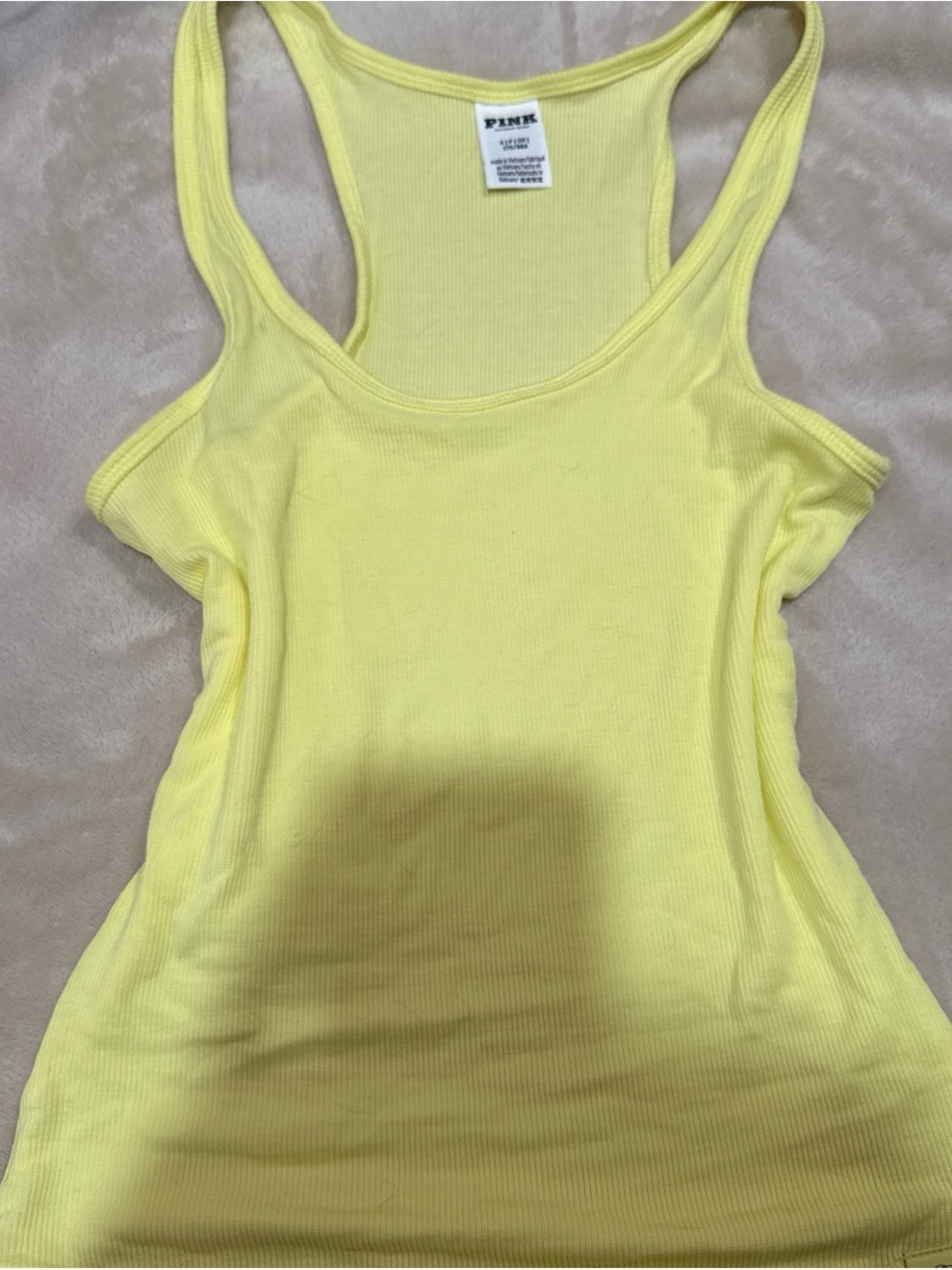 PINK Victoria's Secret Lemon Ribbed Racerback Tank